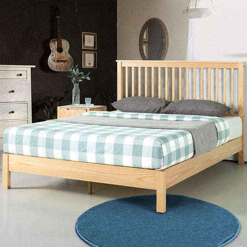 [ShofWuro384] Giường gỗ tự nhiên, đầu giường thiết kế chuẩn phong cách Slatted Mission